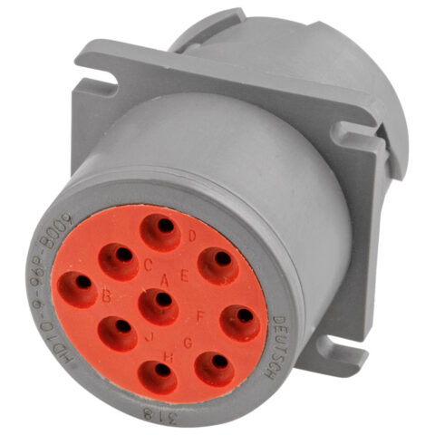 HD10 9WAY FLANGE RECEPTACLE, THREADED REAR, 13A
