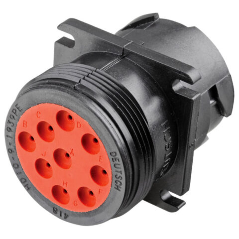 HD10 9WAY BLACK FLANGE RECEPTACLE, THREADED REAR J1939, 13A