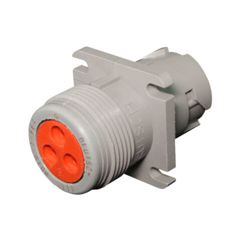 HD10 3WAY FLANGE RECEPTACLE, THREADED REAR, 13A